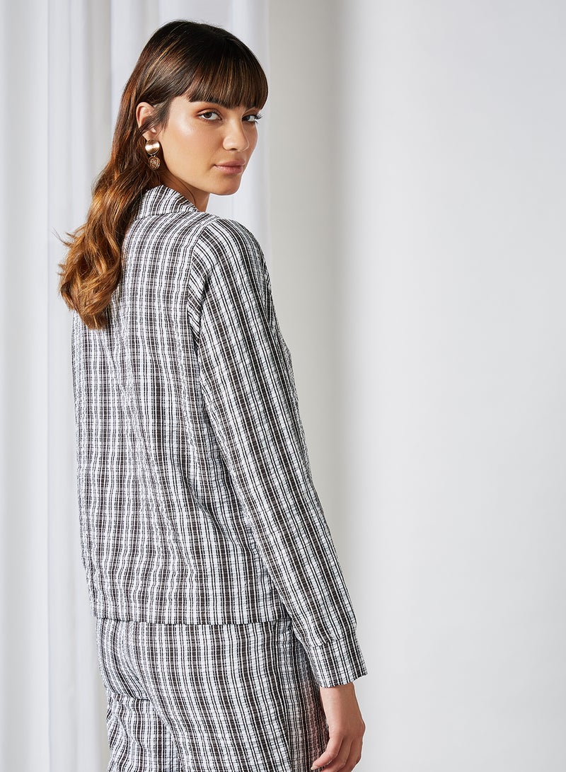 NOISY MAY Checkered Long Sleeve Shirt Black  - Image 2