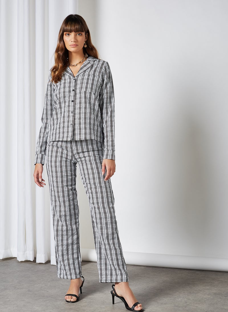 NOISY MAY Checkered Long Sleeve Shirt Black  - Image 3
