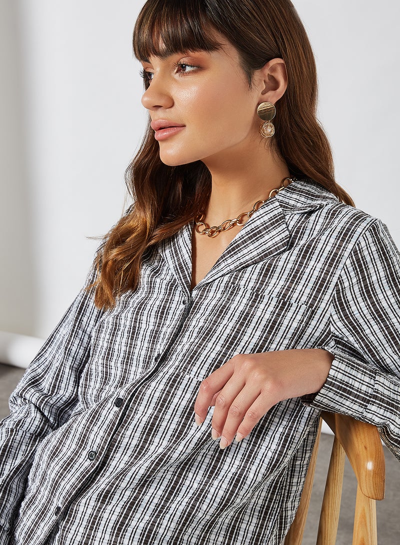 NOISY MAY Checkered Long Sleeve Shirt Black  - Image 4