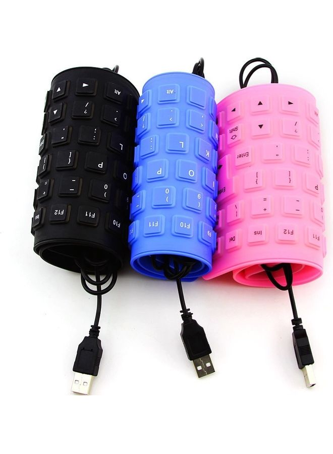 لوحة مفاتيح سلكية محمولة وقابلة للطي من السيليكون مزودة بمنفذ USB وردي - Image 3
