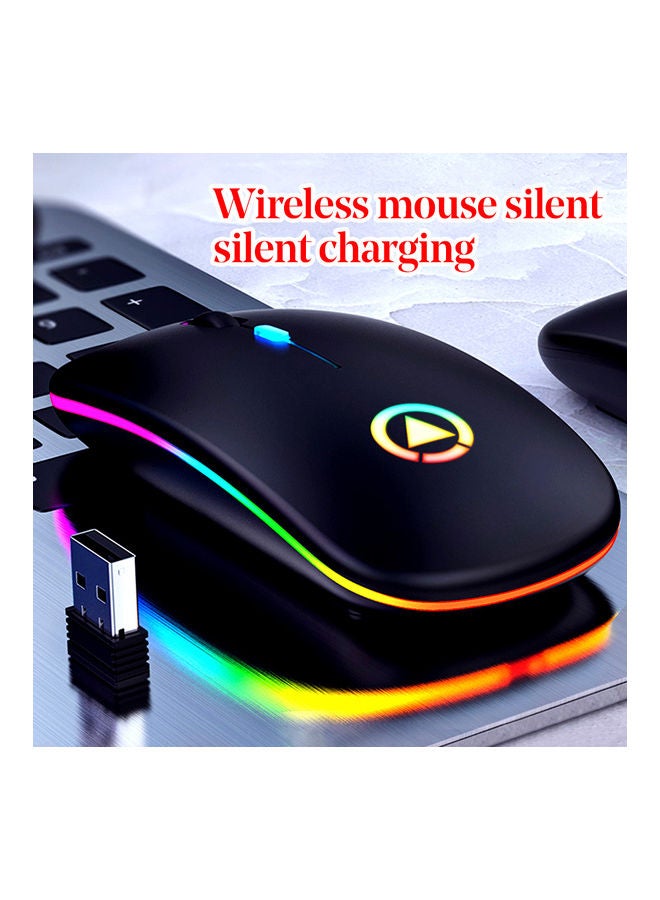 ماوس ألعاب ضوئي لاسلكي بإضاءة LED أسود - Image 2