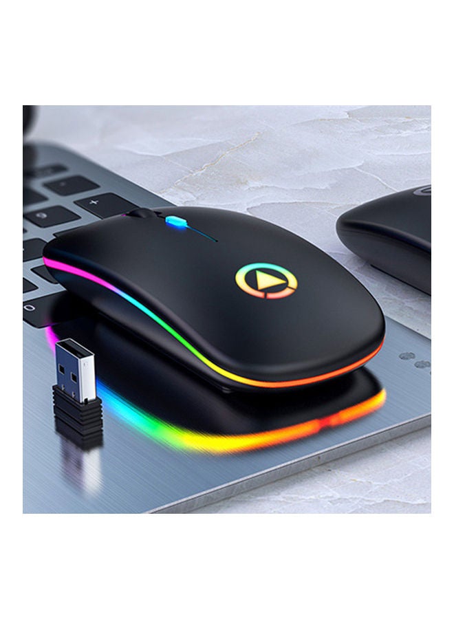 ماوس ألعاب ضوئي لاسلكي بإضاءة LED أسود - Image 3