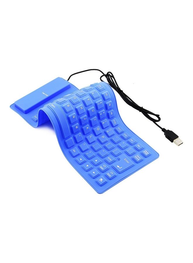 لوحة مفاتيح محمولة وقابلة للطي من السيليكون تعمل بوصلة USB. أزرق - Image 2