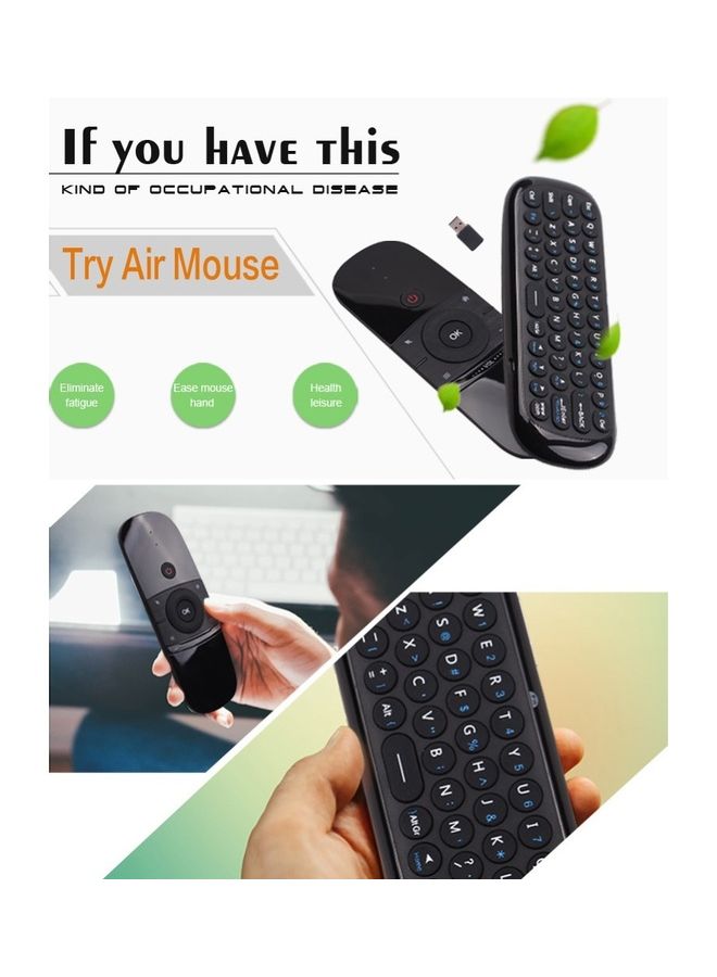 Generic - Mini Wireless Keyboard Air Mouse IR Remote Control Black - Image 1
