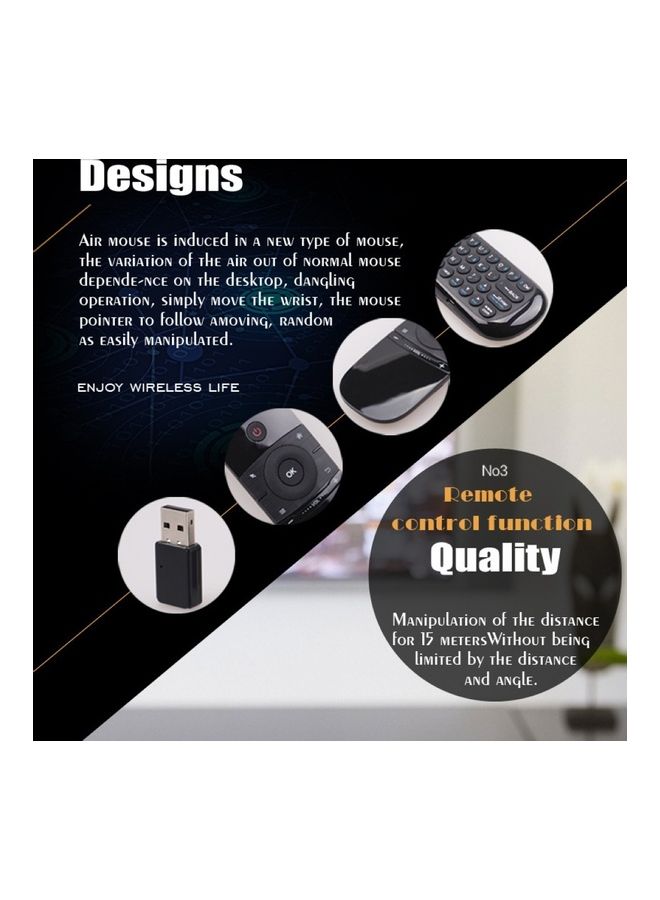 Generic - Mini Wireless Keyboard Air Mouse IR Remote Control Black - Image 1
