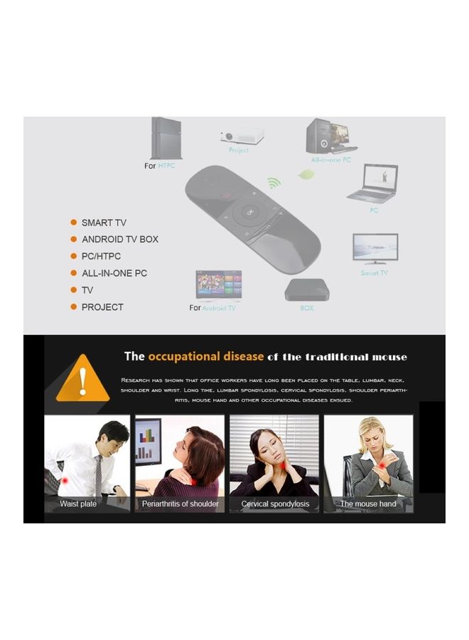 Generic - Mini Wireless Keyboard Air Mouse IR Remote Control Black - Image 1