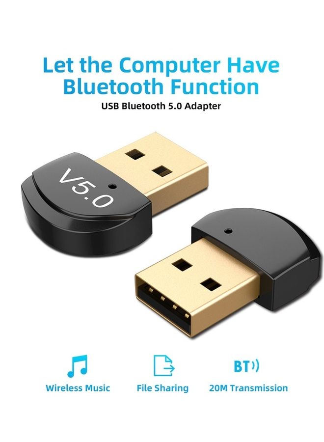 محول جهاز إرسال واستقبال يعمل بالبلوتوث ومزود بمنفذ USB أسود - Image 1