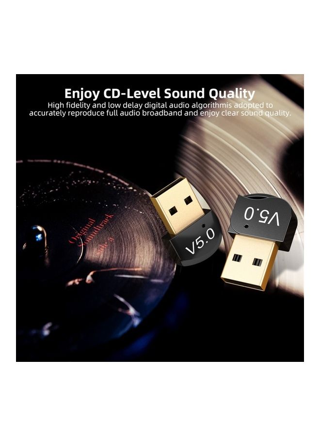 محول جهاز إرسال واستقبال يعمل بالبلوتوث ومزود بمنفذ USB أسود - Image 5