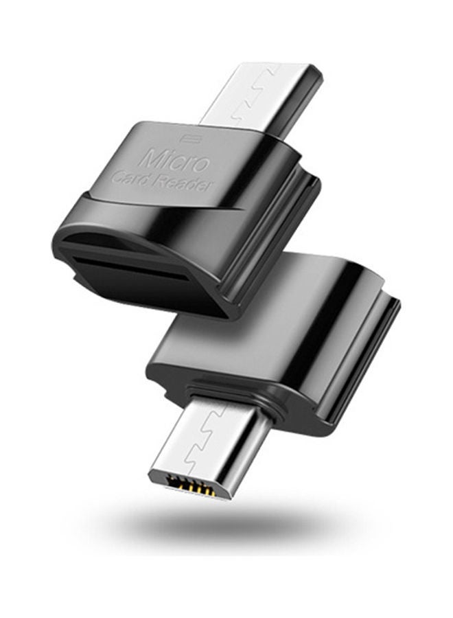 قارئ بطاقة ذاكرة مايكرو USB/Type-C أسود - Image 1