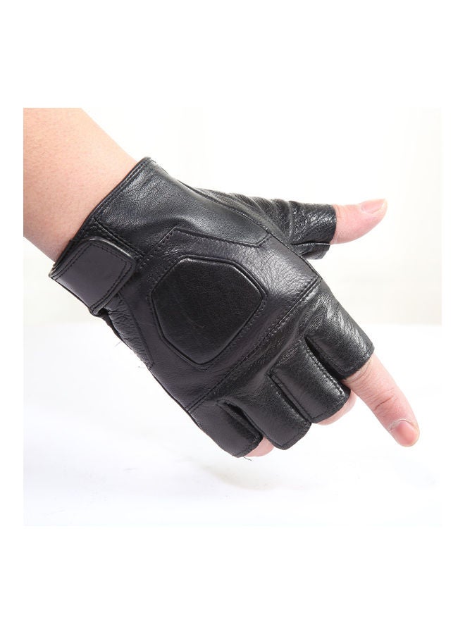 Generic Leather Tactical Outdoor Anti Skid Half Finger Gloves  - Image 1