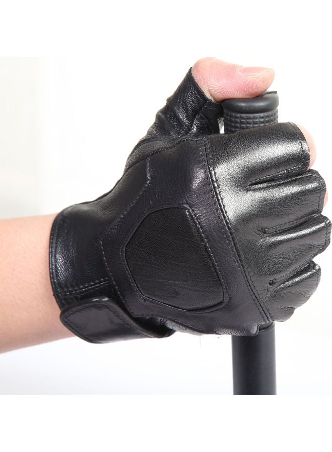 Generic Leather Tactical Outdoor Anti Skid Half Finger Gloves  - Image 3
