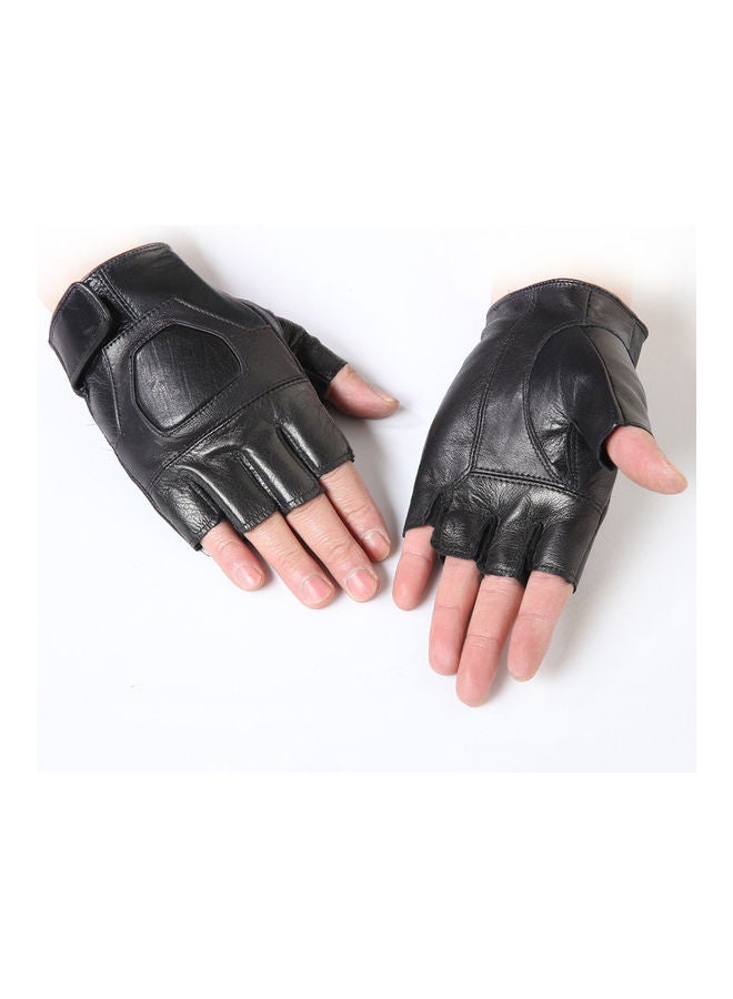 Generic Leather Tactical Outdoor Anti Skid Half Finger Gloves  - Image 4