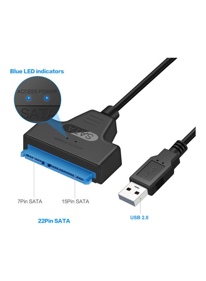 20cm Rapid Type-C/USB 2.0 to SATA Cable Adapter Black - Image 4