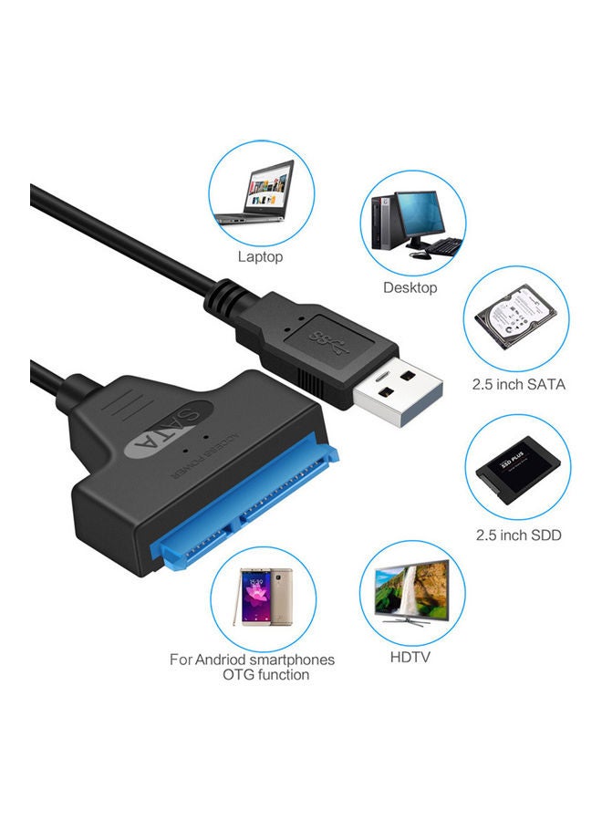 20cm Rapid Type-C/USB 2.0 to SATA Cable Adapter Black - Image 5