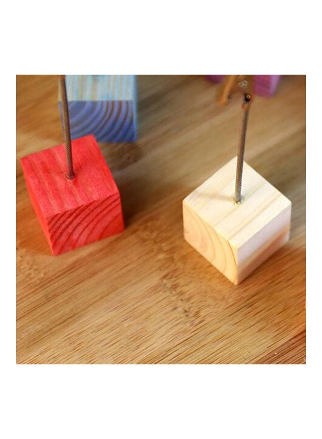 Generic 16-Pieces Colorful Pine Wedding Menu Clip Table Numbers Clasp Clip Stand Photo Holder Stand Card Paper Holder with Wooden Base Multicolour 25x25x25cm  - Image 4