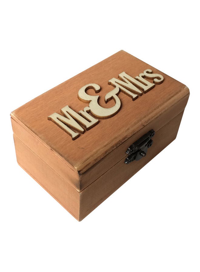 Generic Wedding Ring Box Wood MR & MRS Printed Wedding Ring Bearer, Rustic Ring Holder Jewelry Gift Box Multicolour 8x8x8cm  - Image 1