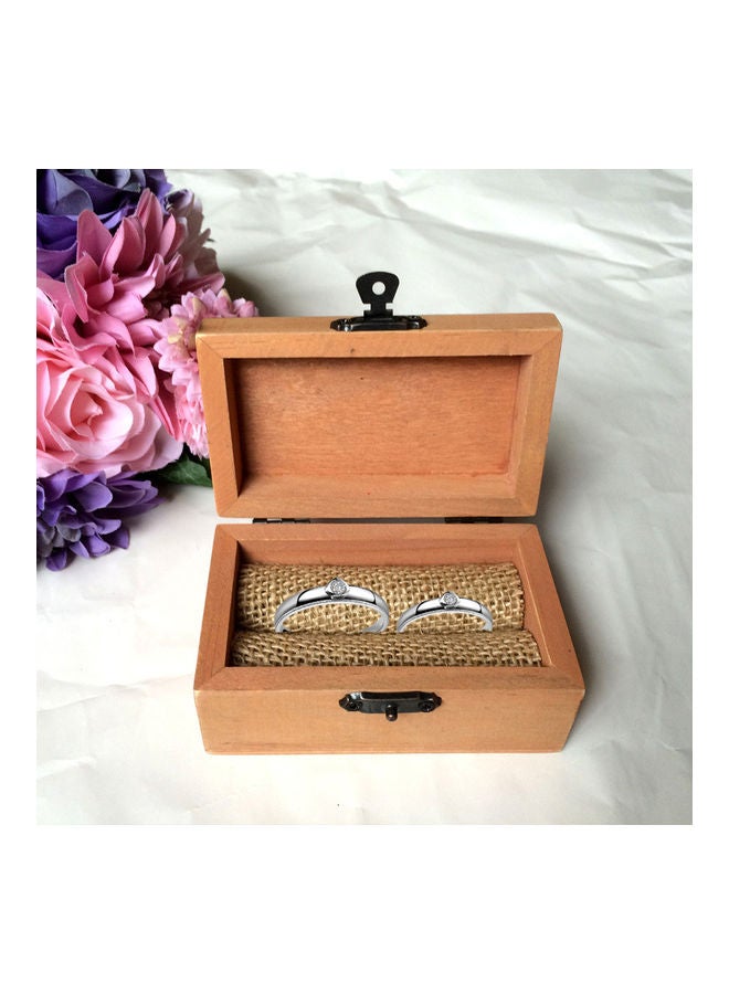 Generic Wedding Ring Box Wood MR & MRS Printed Wedding Ring Bearer, Rustic Ring Holder Jewelry Gift Box Multicolour 8x8x8cm  - Image 4
