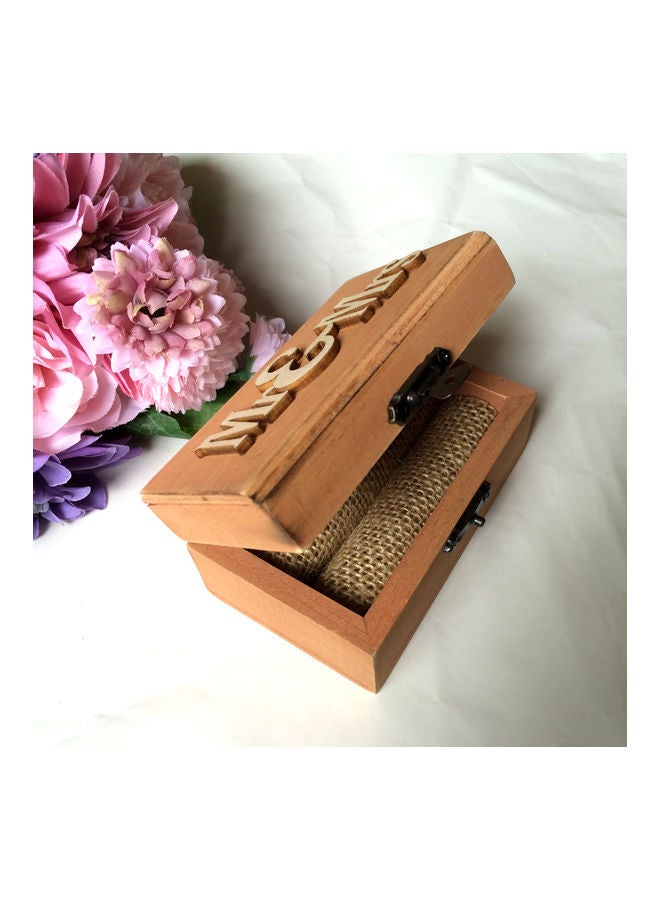 Generic Wedding Ring Box Wood MR & MRS Printed Wedding Ring Bearer, Rustic Ring Holder Jewelry Gift Box Multicolour 8x8x8cm  - Image 5