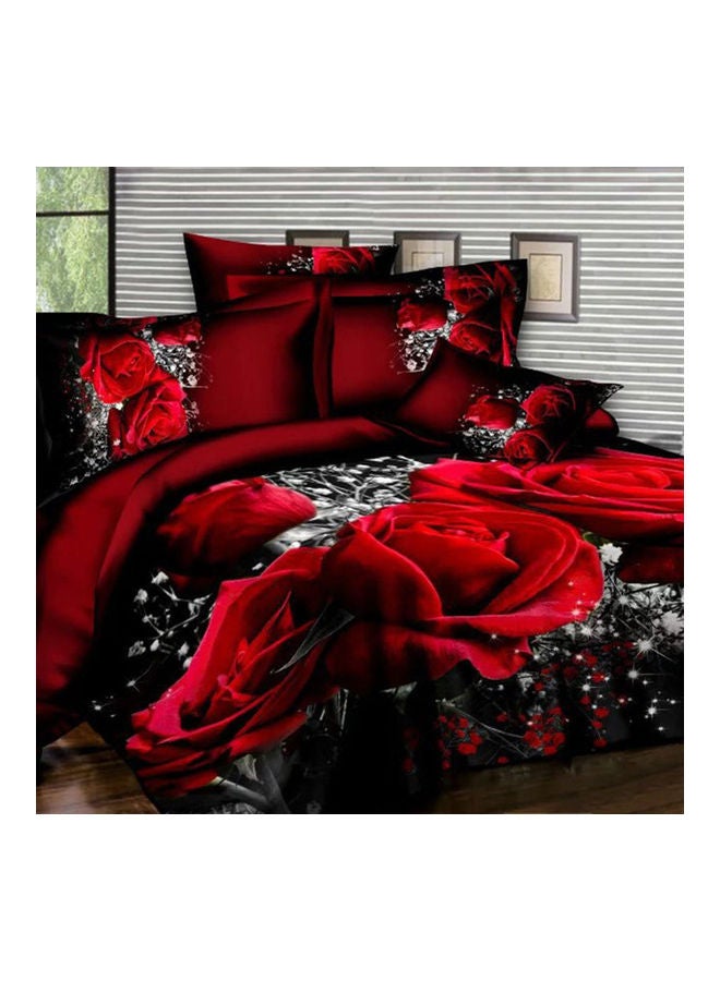 Generic 4 -Pieces 3D Big Red Rose Floral Bedding Sets Wedding Duvet Cover Sheet And Pillow Cases Bed Set Style: Red rose Red Rose 39x39x39cm  - Image 4