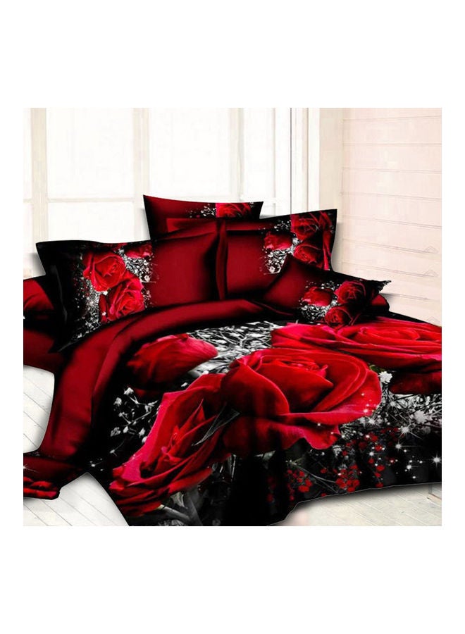 Generic 4 -Pieces 3D Big Red Rose Floral Bedding Sets Wedding Duvet Cover Sheet And Pillow Cases Bed Set Style: Red rose Red Rose 39x39x39cm  - Image 5