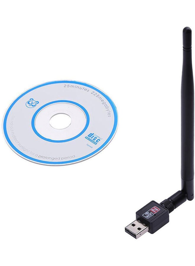 دونجل محول راوتر واي فاي لاسلكي ببطاقة شبكة LAN ومنفذ USB مع هوائي أسود