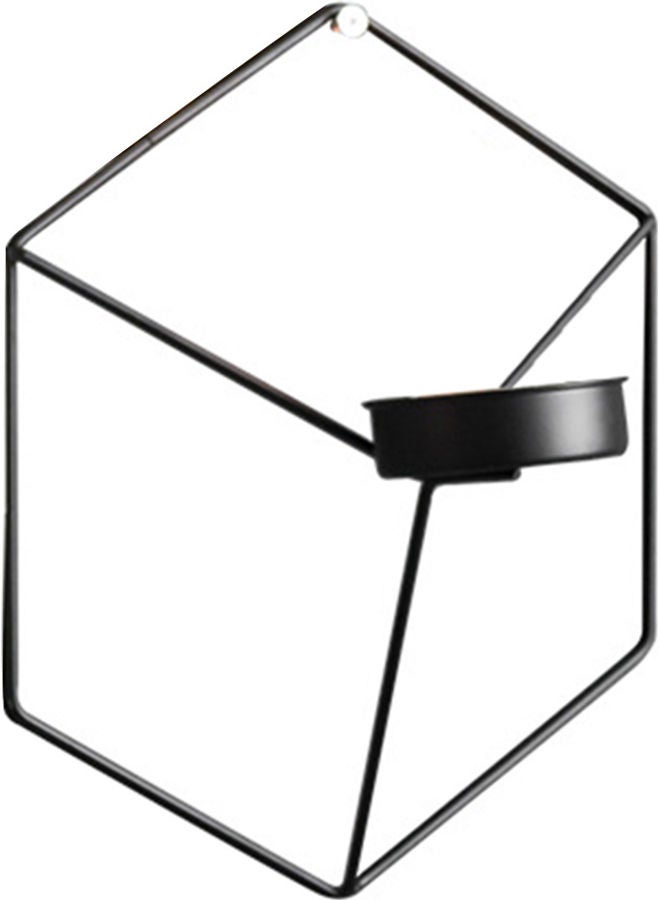 حامل شموع للتعليق على الحائط بتصميم هندسي أسود 20 x 10 x 20سم - Image 1