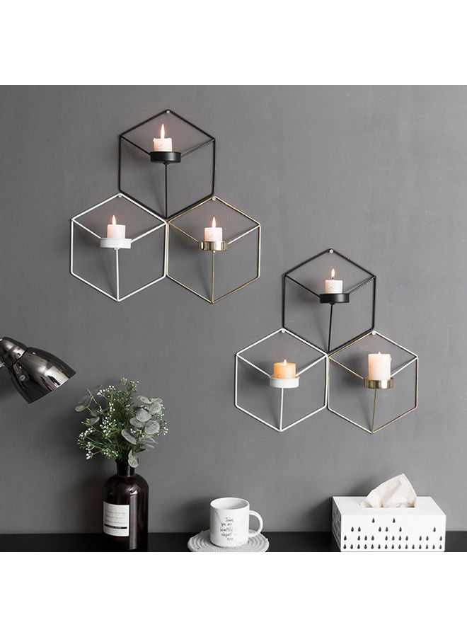 حامل شموع للتعليق على الحائط بتصميم هندسي أسود 20 x 10 x 20سم - Image 2