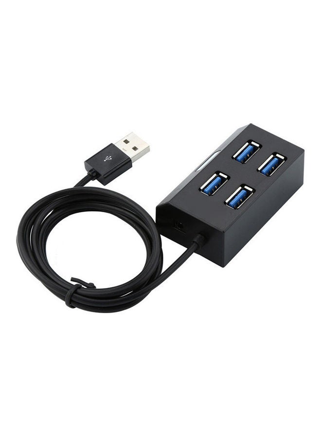 موزع محمول مزود بعدد 4 منافذ USB 2.0 وإضاءة LED مستقلة أسود - Image 1