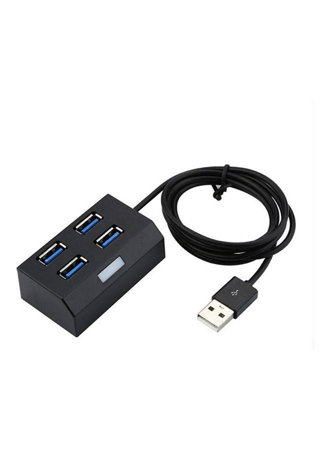 موزع محمول مزود بعدد 4 منافذ USB 2.0 وإضاءة LED مستقلة أسود - Image 2