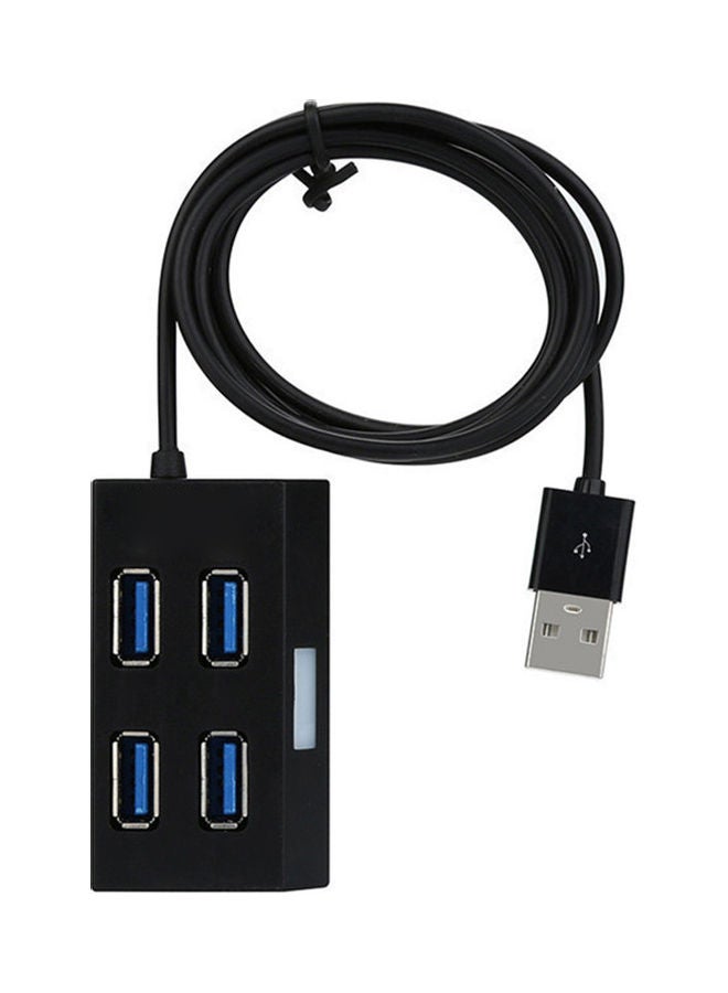 موزع محمول مزود بعدد 4 منافذ USB 2.0 وإضاءة LED مستقلة أسود - Image 4