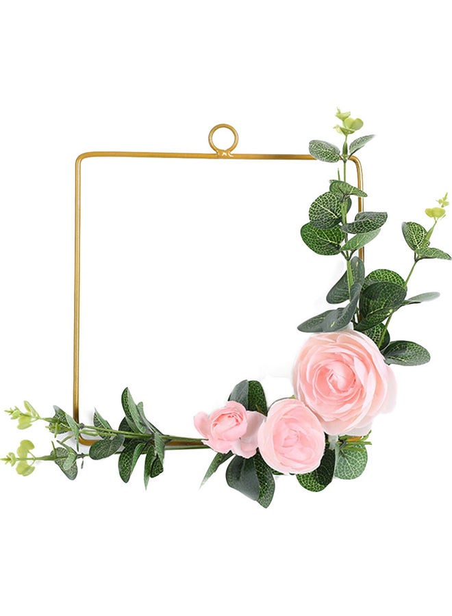 Flower Wreath Metal Hoop Hanging Ornament Square 20 x 10 x 20cm 
