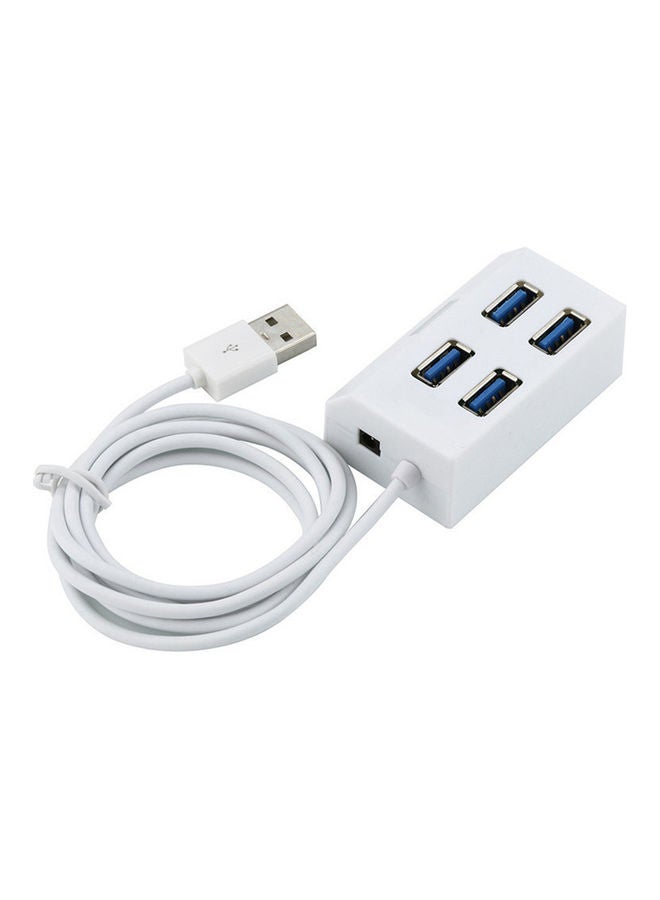 موزع موزع محمول مزود بعدد 4 منافذ USB 2.0 وإضاءة LED مستقلة أبيض - Image 1