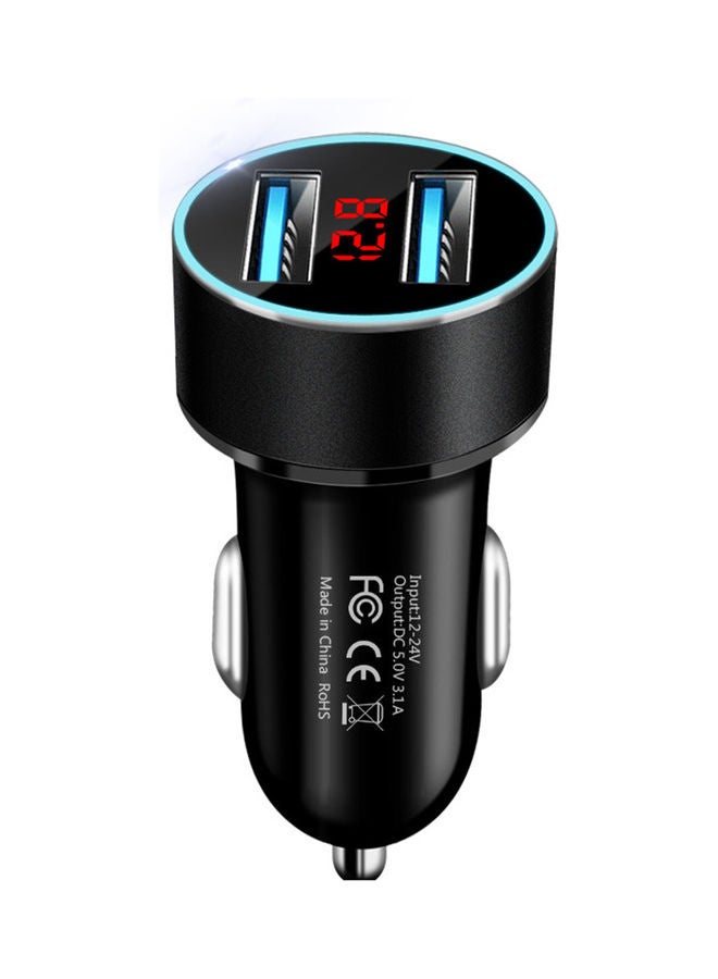 3.1A Dual USB Port LCD Display Car Charger