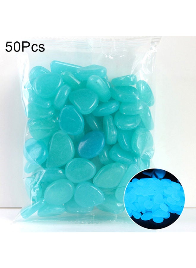50-Piece Glow in the Dark Luminous Pebbles Stone Light Blue 20 x 10 x 20cm  - Image 1