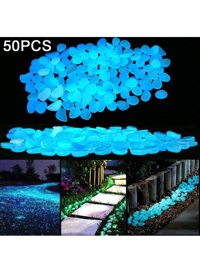 50-Piece Glow in the Dark Luminous Pebbles Stone Light Blue 20 x 10 x 20cm  - Image 2