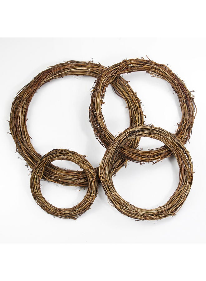 Natural Woven Rattan Hoop Garland Christmas Wreath Wall Xmas Tree Hanging Decor Brown 20 x 10 x 20cm  - Image 3