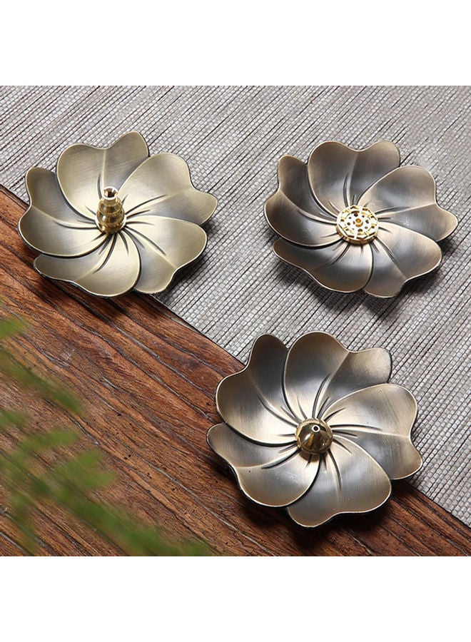 Waterdrop Gourd Lotus Shape Brass Incense Stick Coil Burners Holder Random Colour Plate 20 x 10 x 20cm  - Image 2
