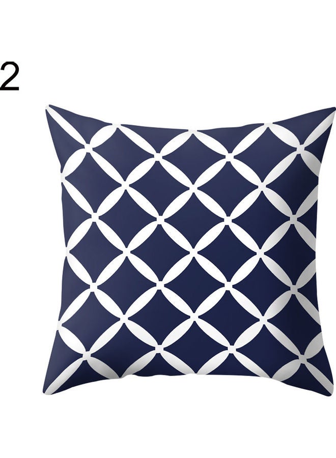 غطاء وسادة بنمط هندسي أزرق كحلي/أبيض 20 x 10 x 20سم