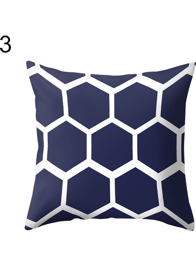 غطاء وسادة بنمط هندسي أزرق كحلي/أبيض 20 x 10 x 20سم