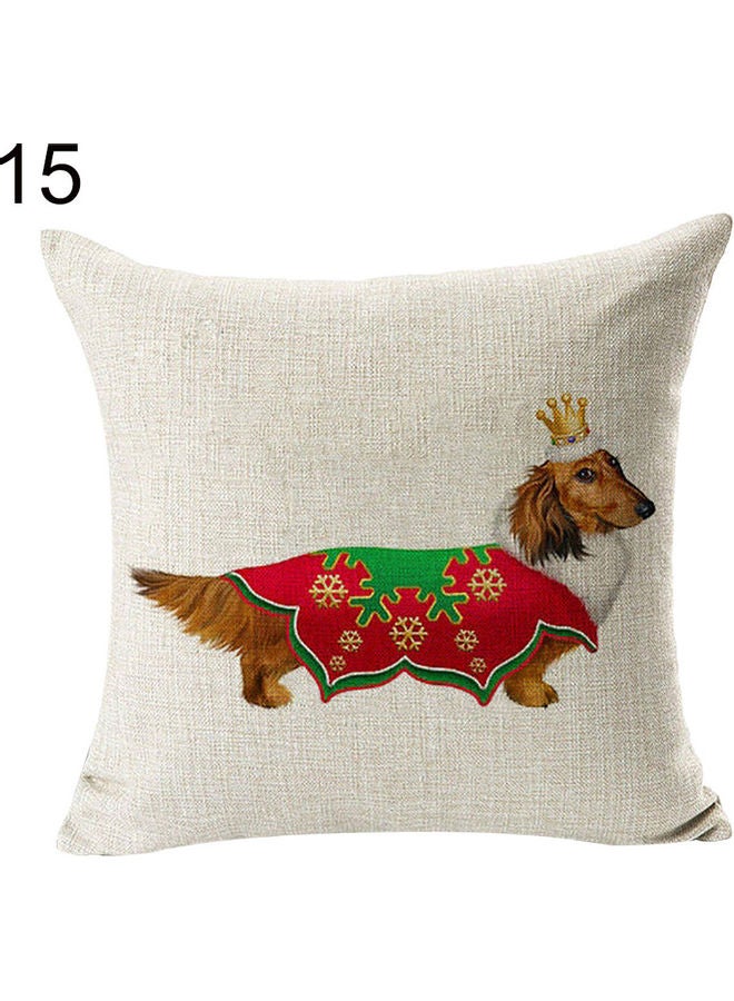 Xmas Animal Dog Linen Cushion Cover Multicolour 20 x 10 x 20cm