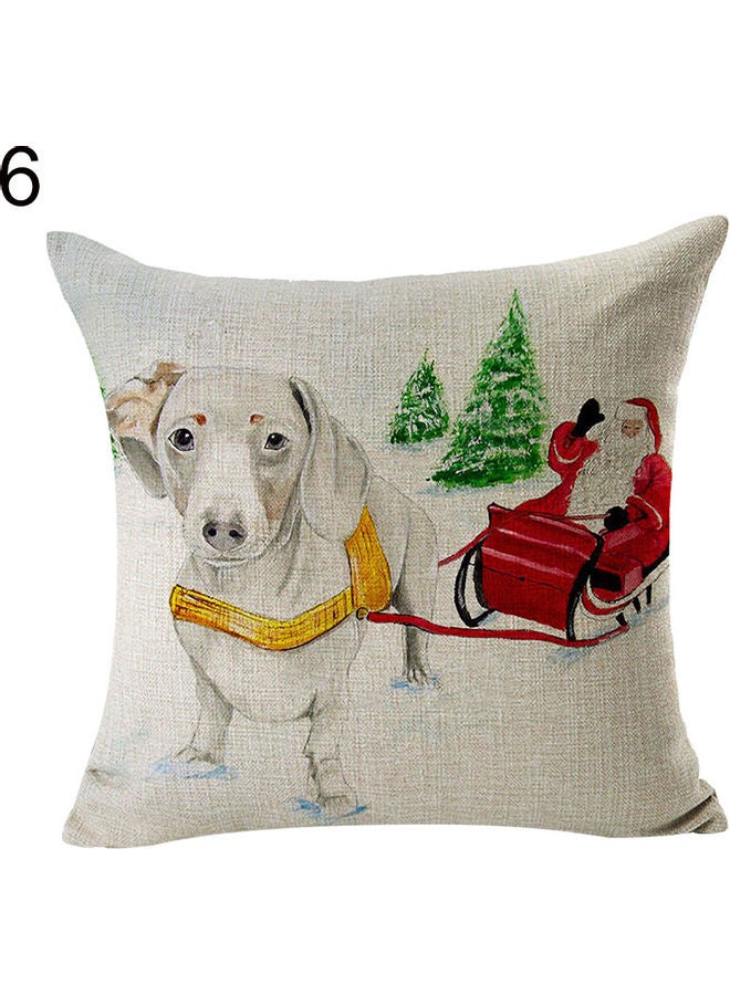 Xmas Animal Dog Linen Cushion Cover Multicolour 20 x 10 x 20cm