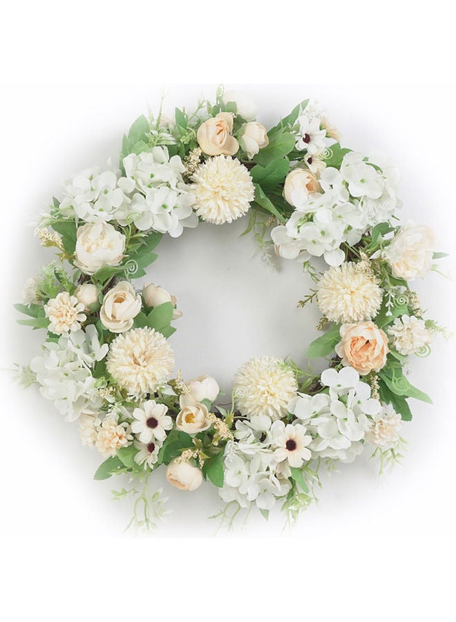 Artificial Flower Wreath Door Hanging Champagne White 20 x 10 x 20cm - Image 1