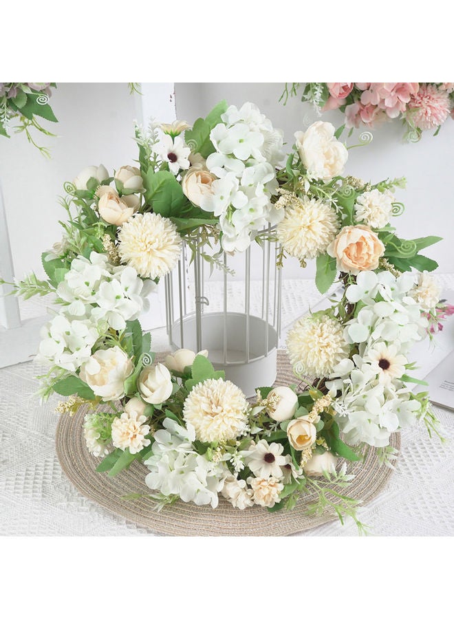 Artificial Flower Wreath Door Hanging Champagne White 20 x 10 x 20cm - Image 2