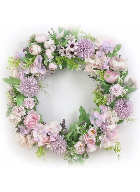 Artificial Flower Wreath Door Hanging Light Purple 20 x 10 x 20cm