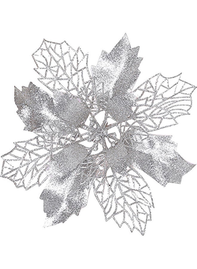 Glitter Christmas Hollow Flower Silver 20 x 10 x 20cm - Image 1