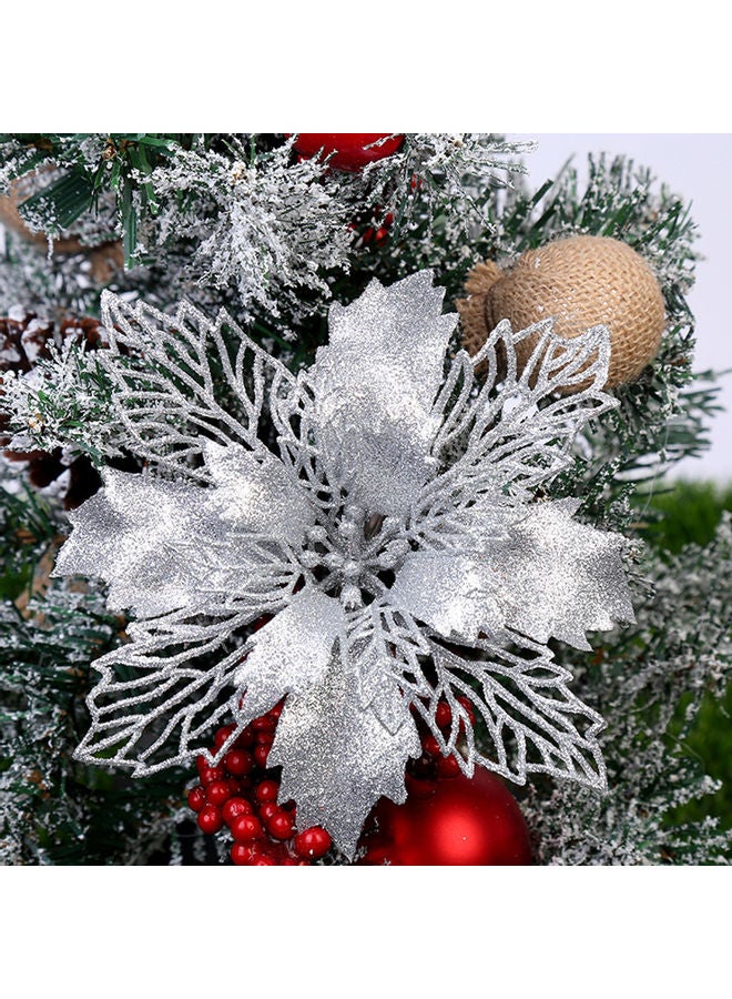 Glitter Christmas Hollow Flower Silver 20 x 10 x 20cm - Image 2