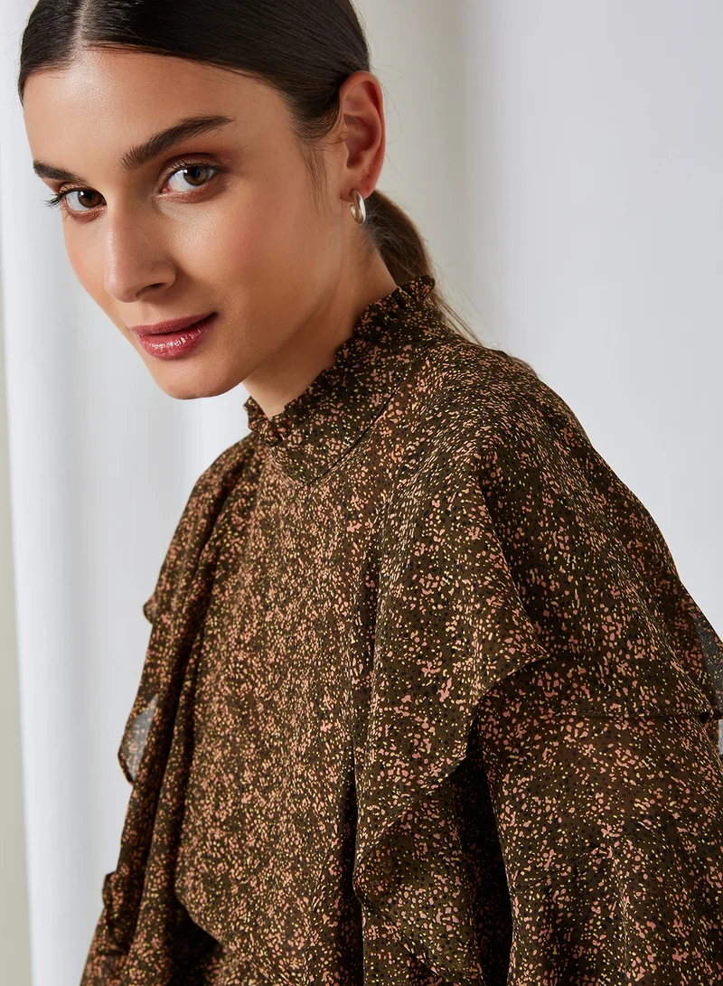VERO MODA Elina Flared Long Sleeve Blouse Ivy Green