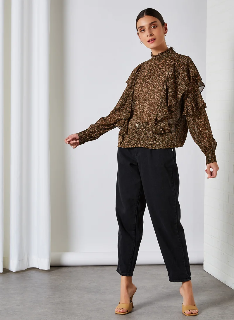 VERO MODA Elina Flared Long Sleeve Blouse Ivy Green
