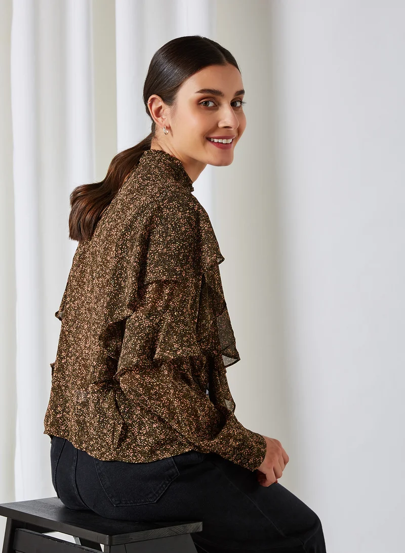 VERO MODA Elina Flared Long Sleeve Blouse Ivy Green