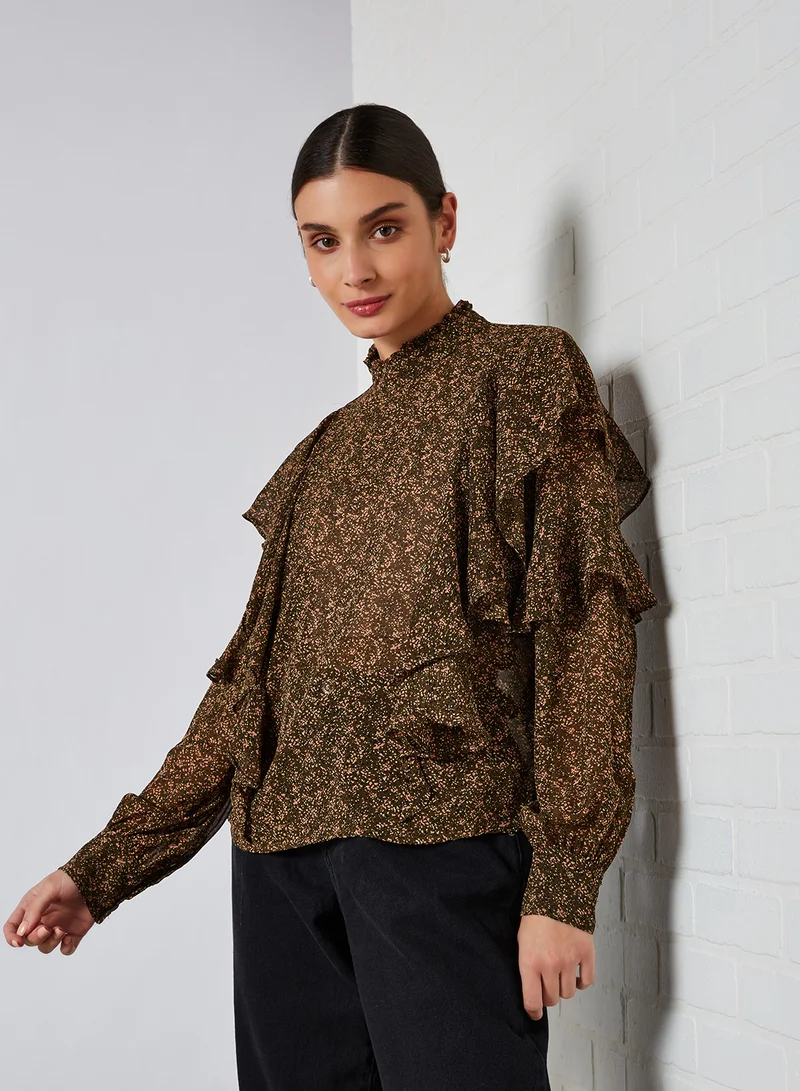 VERO MODA Elina Flared Long Sleeve Blouse Ivy Green